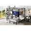 Lit superposé double au-dessus d'un lit simple en métal avec bureau pliant, garde-robe à DEL, peu encombrant / réduit le bruit