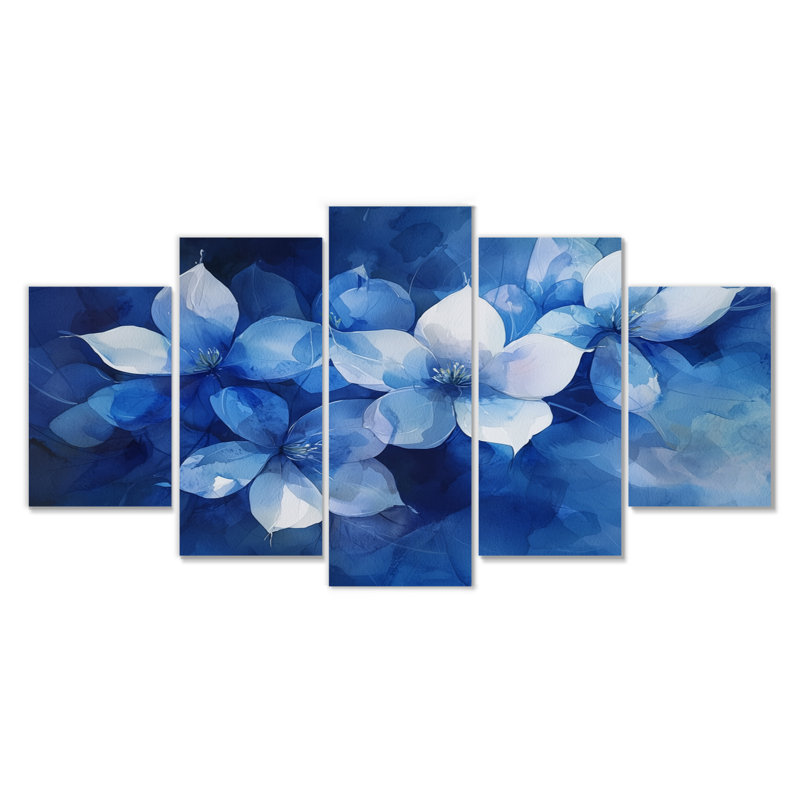 Bleu et blanc délicat pétales de cornouiller I - décoration murale cornouiller - art mural traditionnel