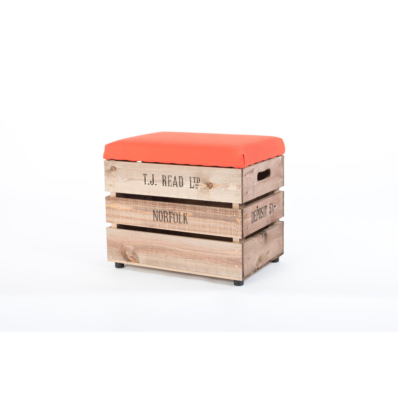 Edington Upholstered Outdoor Ottoman, Red