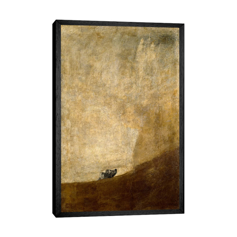 The Dog, 1823 by Francisco Goya - Painting on Canvas, Black Framed, 66.04 cm H x 45.72 cm W