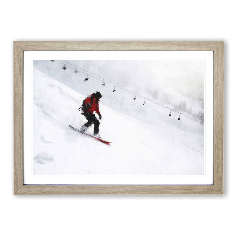 Snowboarding - Picture Frame Graphic Art, 27cm H x 36cm W x 2cm D, Oak Framed