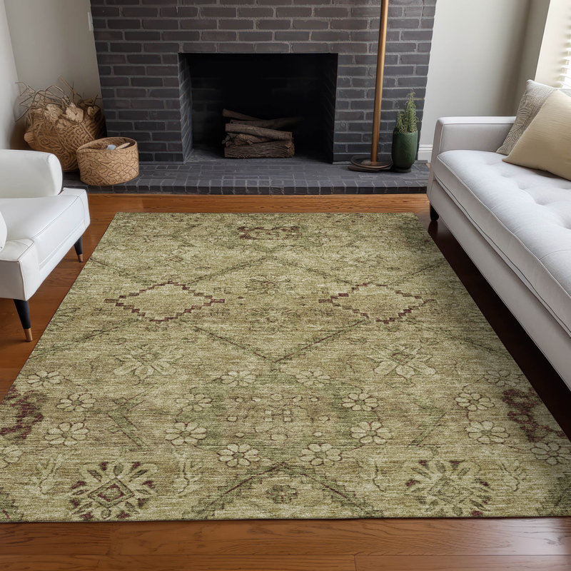 Premium Machine Washable Prisco Brown Rug, Rectangle 10' x 14'