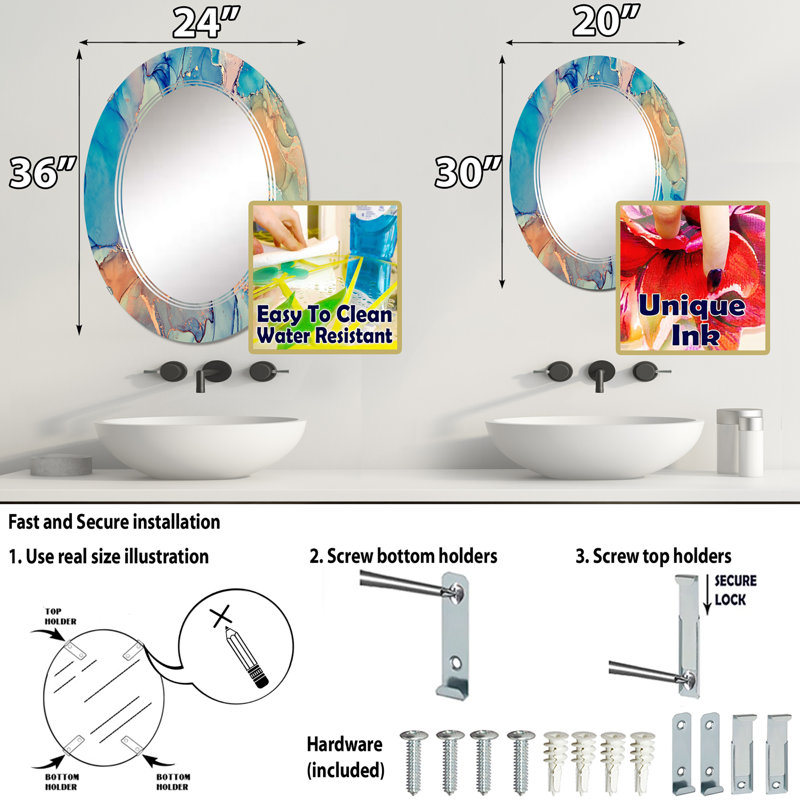 Miroir de salle de bain sans cadre, 30 po x 20 po