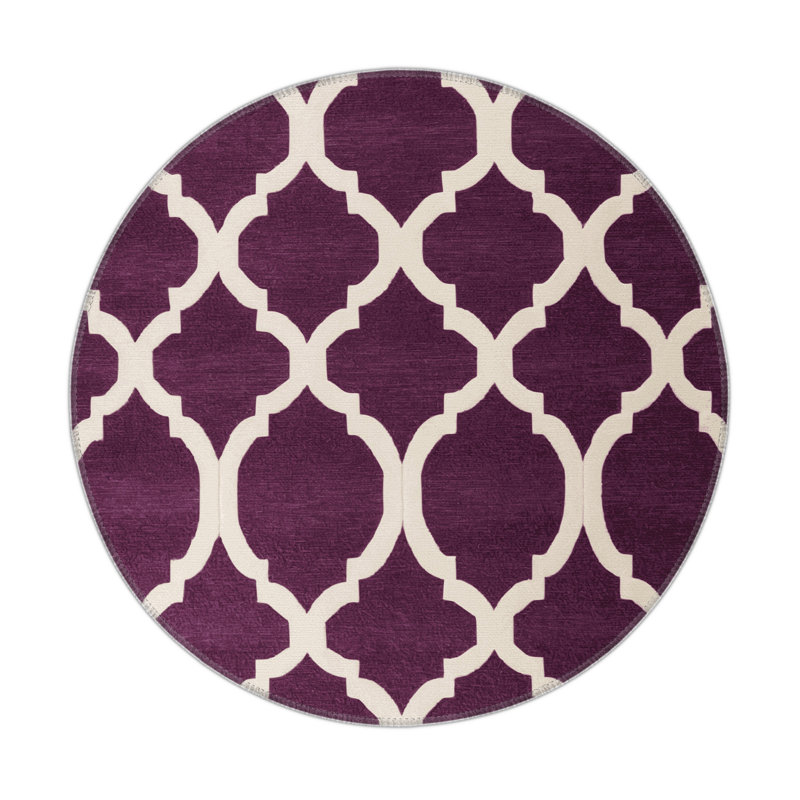 Trellis Red Indoor and Outdoor Area Rug, Round 5'