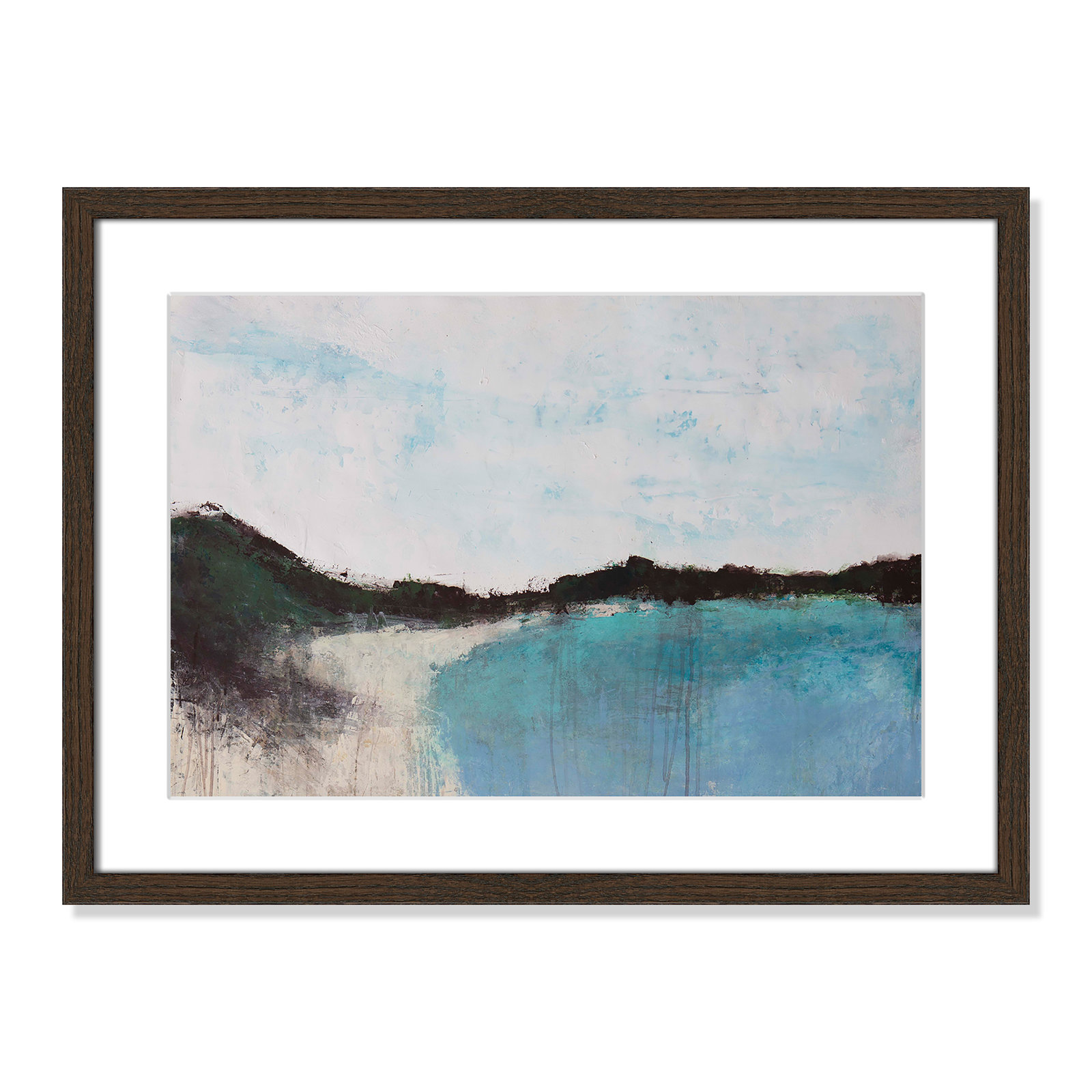 Mountainside Lakeview III Print, 17" H x 23" W x 0.75" D, Walnut Framed