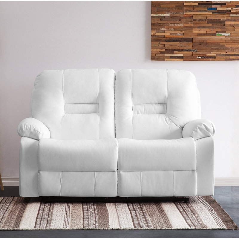 Bergen Faux Leather Reclining Loveseat, White