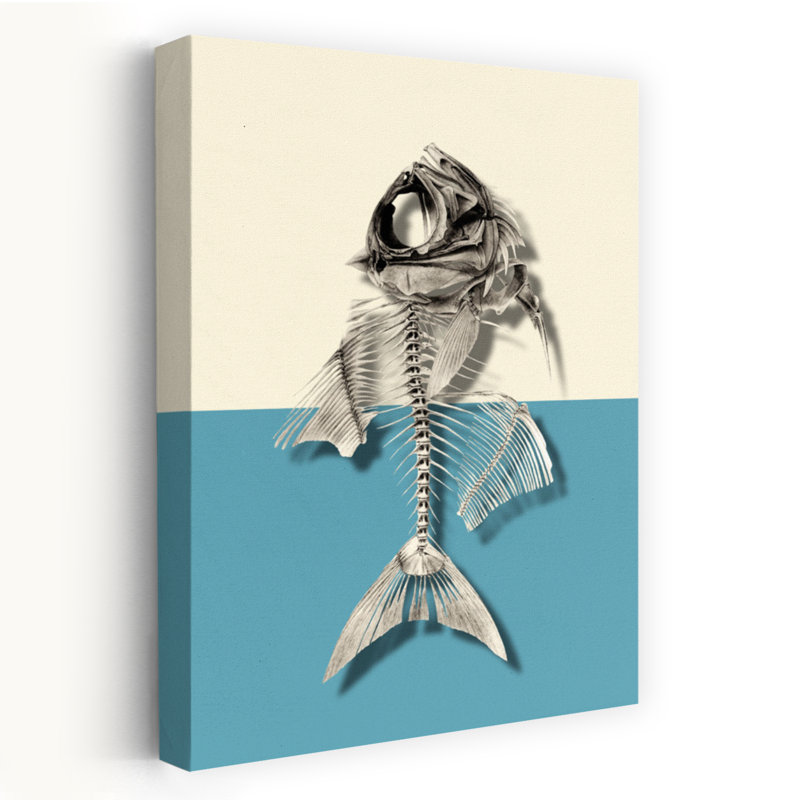 Poisson, squelette, étude marine, poisson contemporain, H 18 po x l 12 po