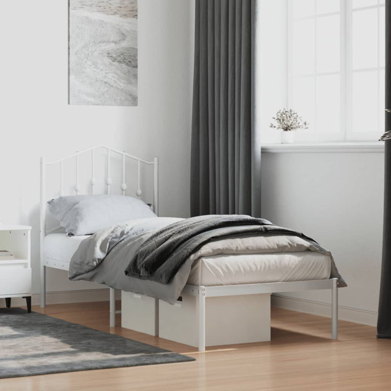 Affton Metal Bed, White, Small Single (2'6)