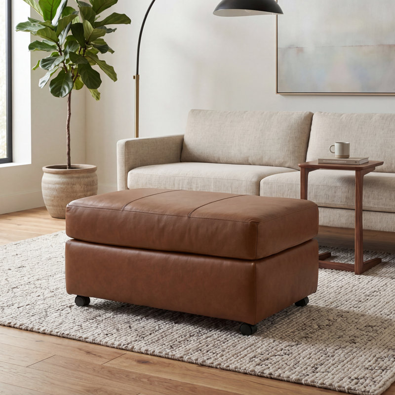 Repose-pieds en cuir Latitude Run® Caro, Brun