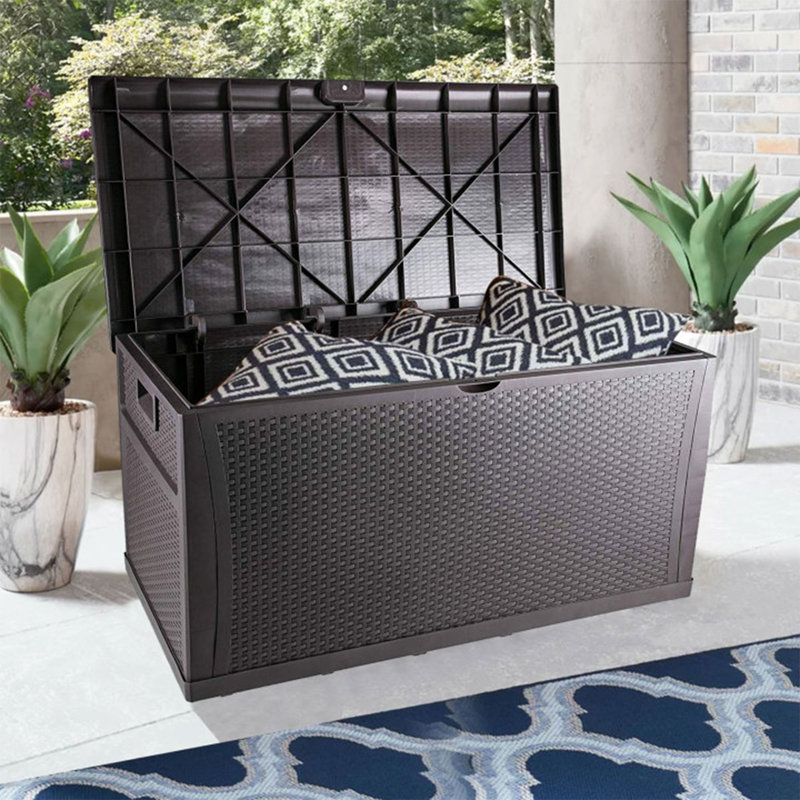 Coffre de terrasse verrouillable 120 gallons GDY, Brun