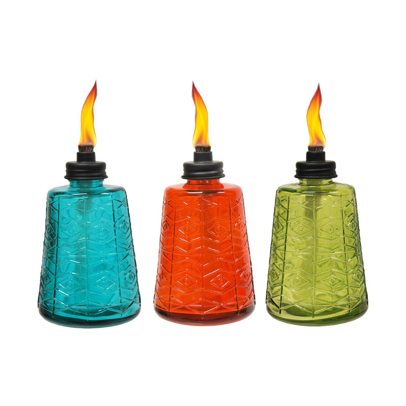 TIKI® Brand 6 Inch Table Torch Glass Red, Green and Blue