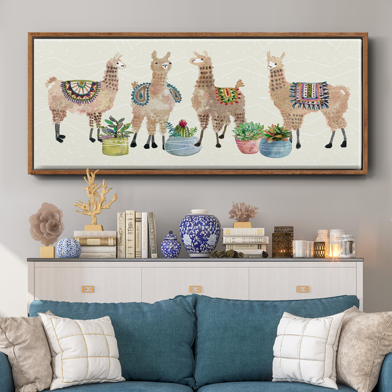 «Llama Party», toile encadrée, H 12 po x l 30 po