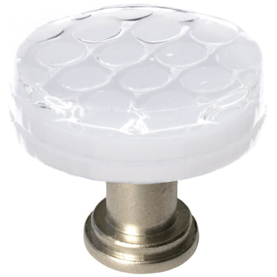 Bouton de tiroir d'armoire décoratif texturé blanc en nid d'abeille 1 ¼ po Texture