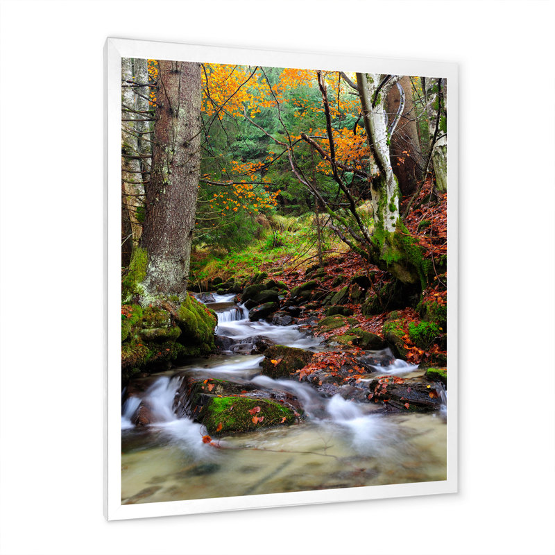 «Beautiful Autumn Forest Waterfall VI», reproduction d'art sur toile traditionnelle, H 20 po x l 12 po x P 1,5 po