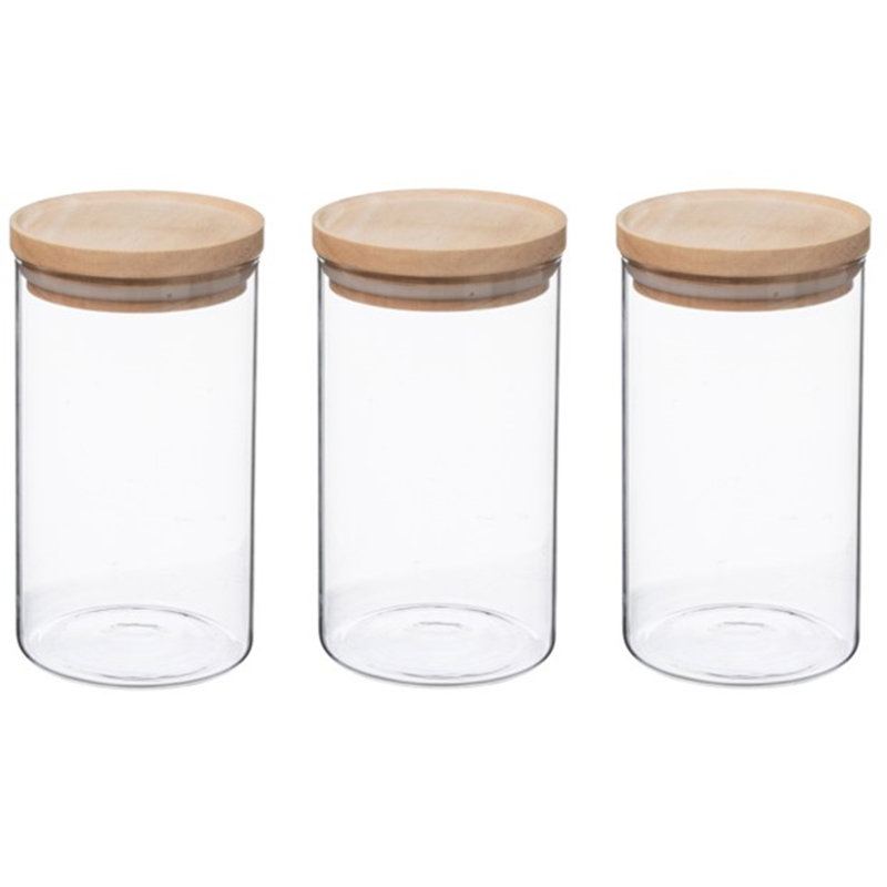 Glass Jar - Set of 3, 14cm H x 30cm W x 10cm D