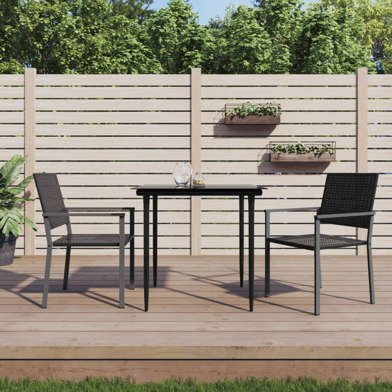 Chaises de patio en poly rotin noir 21,3 po x 24,6 po x 35 po