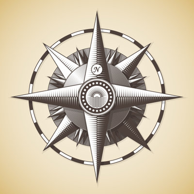 Vintage Nautical Compass by Revel.stockart - Wrapped Canvas Print