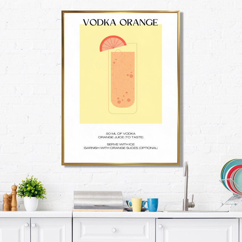 «Vodka Orange Punch Party», impression d'art mural, H 32 po x l 24 po, Cadre flottant doré