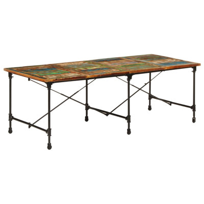 Solid Wood Top Metal Base Dining Table