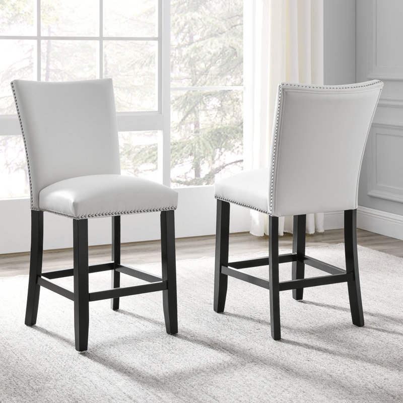 Tabouret de comptoir rembourré Camila, Blanc