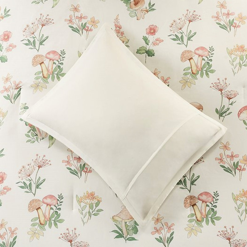 Édredon en microfibre double / grand, motif floral champignon, double / grand avec coussin, microfibre