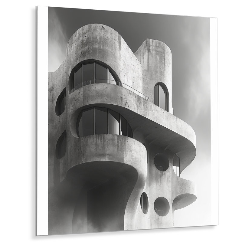 Gris, forteresse d'avenir II - Fortress, art mural, salon, Métal métal, H 20 po x l 12 po x P 1 po