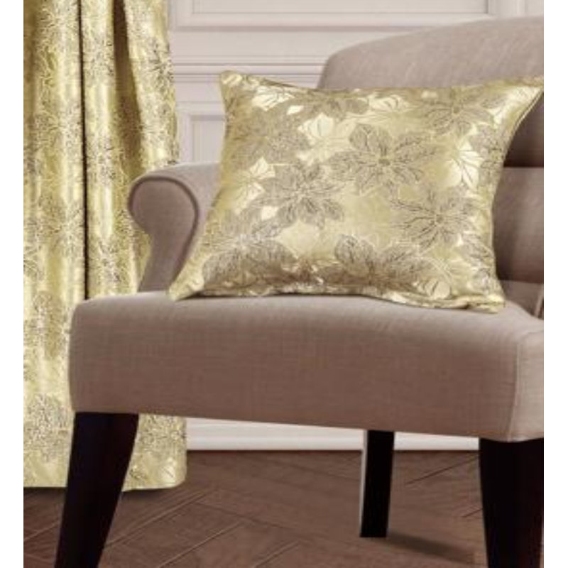 Itzel Floral Square Throw Pillow Cover, 56cm H x 56cm W x 1cm D, Gold