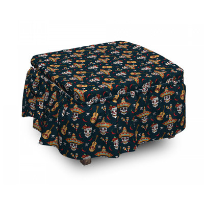 Ensemble de housse pour repose-pieds à coussin de boîte 2 pièces mexicain sombrero chili