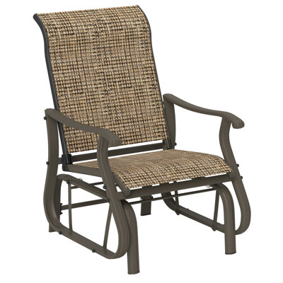 Outdoor Glider Chair, Gliders for Outside Patio with Steel Frame and Mesh Fabric for Backyard, Garden, and Porch by Charlton Home