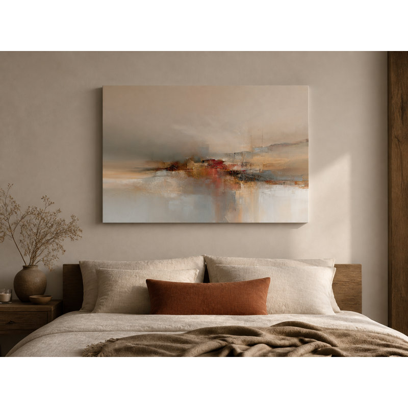 Paysage abstrait crème rouille enveloppé Ingwer, L 40 po x H 30 po x P 1,5 po