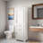 Tall Freestanding Bathroom Storage With 2 Damping-hinge Doors, 2 Drawers, Adjustable Shelf And Black Lron Handles