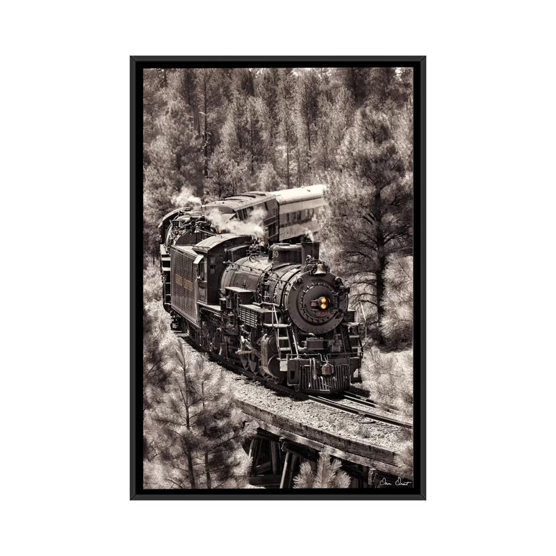 Train Train III, reproduction sur toile, H 26 po x l 18 po x P 1,5 po, Toile encadrée noire, Pas de tapis
