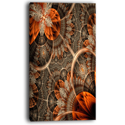 Reproduction d’art sur toile tendue, fleur brune orange