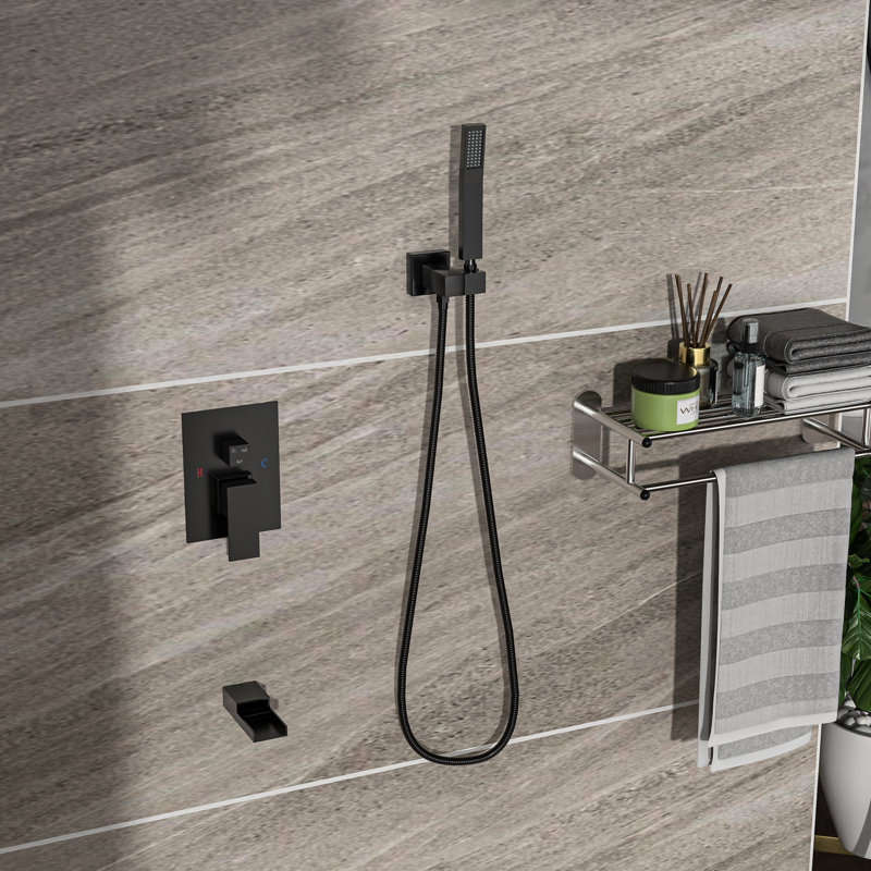 Système de douche de plafond en nickel brossé - douchette carrée 12 "à 3 fonctions, valve de pluie et de poche Installation facile et propreté avec désinfection