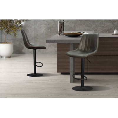 Swivel Upholstered Adjustable Height Counter Stool with Metal Frame
