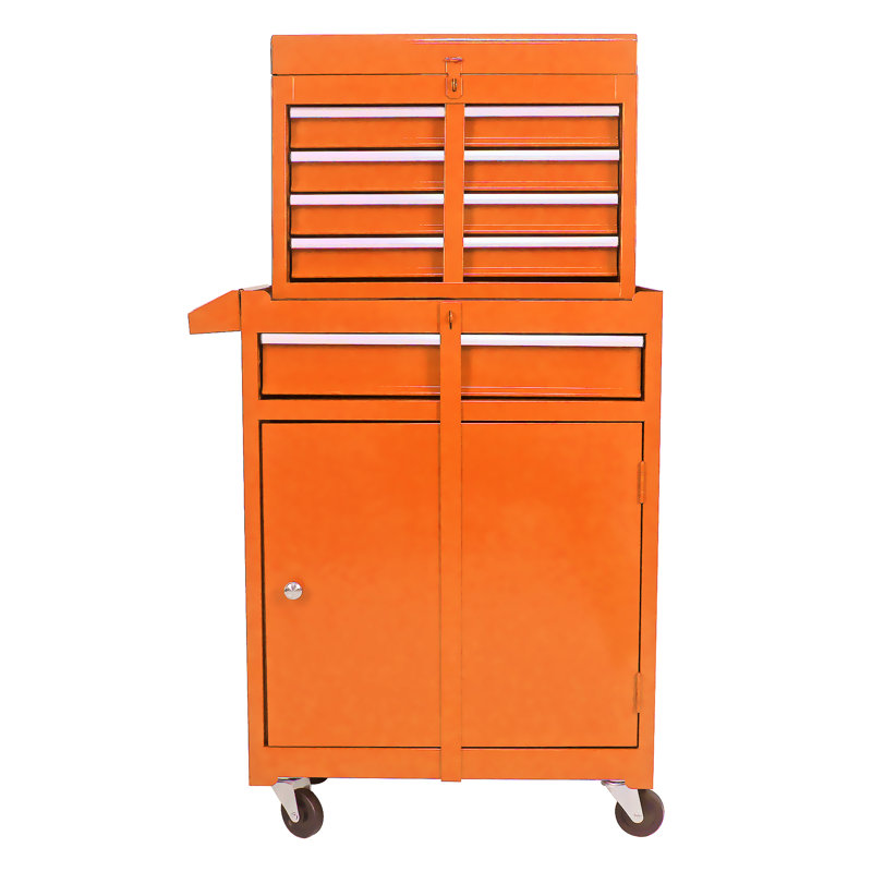 Armoire à outils avec tiroirs coulissants et poignée en plastique Garage - Orange Chest, Orange