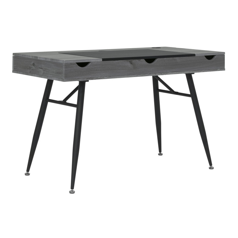 Lleyton Metal Base Writing Desk, Greywash/Black