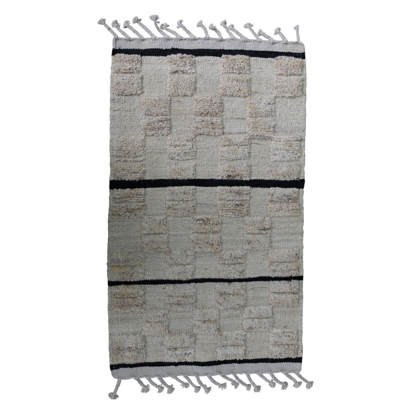 Elkan Plaid Hand Woven 65cm X 115cm Area Rug
