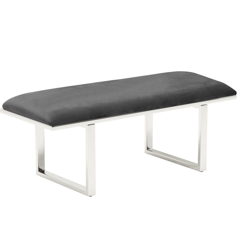 Banc de chevet en velours avec repose-pieds rembourré Elle Decor, Gris foncé