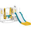 Ensemble de glissade et de balançoire pour tout-petits 6 en 1 QABA, toboggan pour bébé de 1 à 3 ans avec panier de basketball, grimpeur, espace de rangement, télescope, aire de jeu intérieure