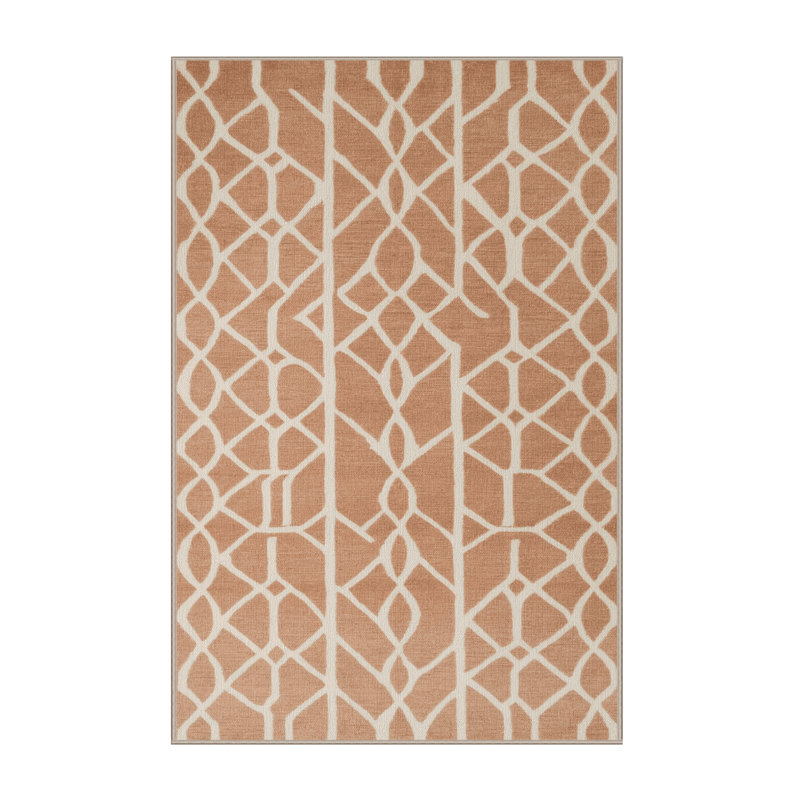 Tapis brun treillis lavable à la machine, Rectangulaire 2 pi x 3 pi