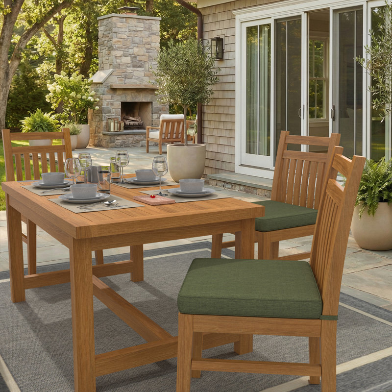 Sunbrella Indoor/Outdoor Dining Chair Cushion, 18" W x 18" D, Sunbrella® Canvas Fern