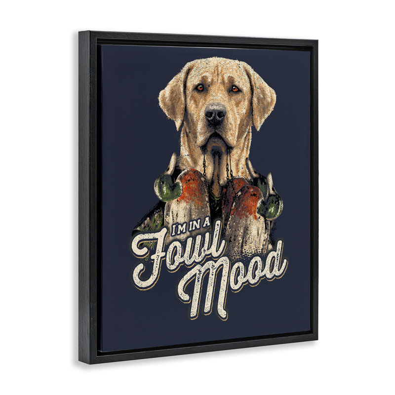Fowl Mood Hunting Dog Floating Frame, design by Jedco Brands, Inc., 21" H x 17" W, Jet Black Floater Frame
