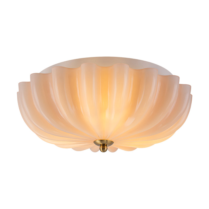 3-Light Pleated Flower Glass Semi Flush Mount