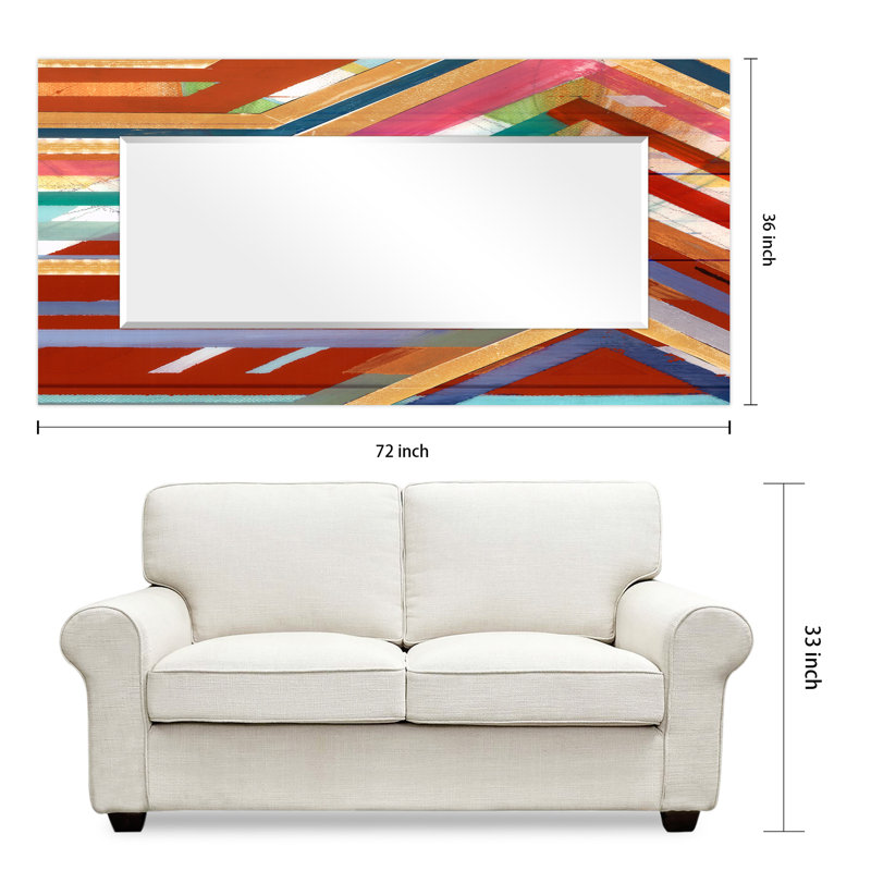 Yaphank "Lineal Color" Rectangular Modern Beveled Wall Mirror