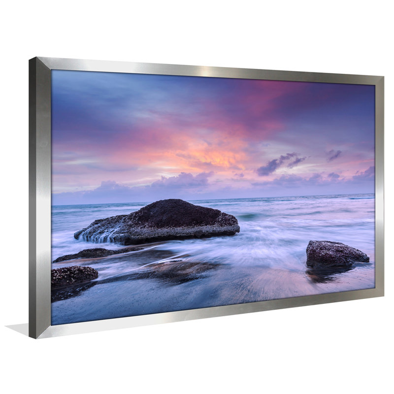 « mauve coucher de soleil », reproduction de photo encadrée, H 35,5 po x l 51,5 po x P 0,75 po