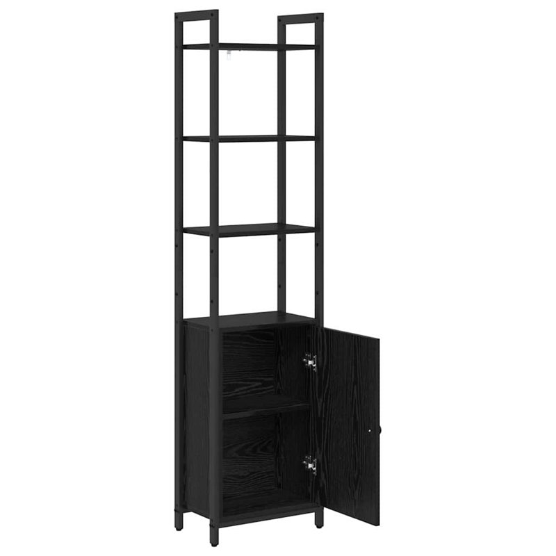 161cm H x 40cm W Steel Book Cabinet Bookcase, Black Oak