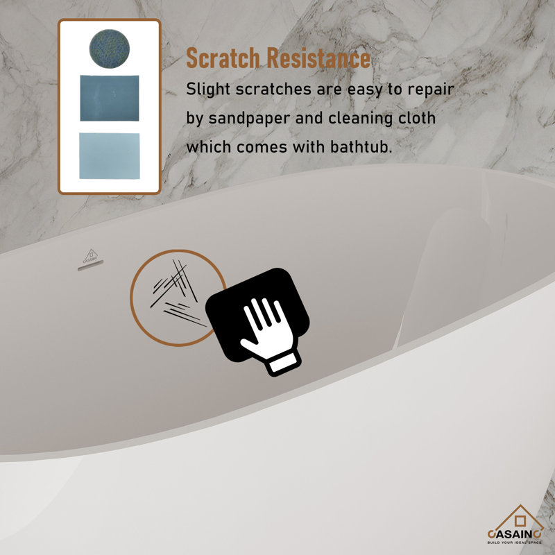 Baignoire autoportante à surface solide de 67 po x l 31 po avec robinet, Bronze