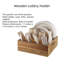 6-Compartment Acacia Wood Utensil Holder – Paper Plate Organizer & Silverware Caddy for Countertop, Holds Plates, Cups, Forks, Spoons – For Kitchen, Camping, Buffet, Party