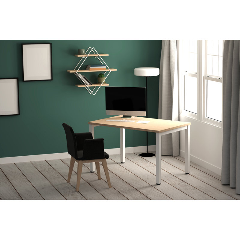 Pinkert Rectangle Height Adjustable 120cm L Modular Training Table with Cable Management, Mapple, 74cm H x  120cm W x 80cm D